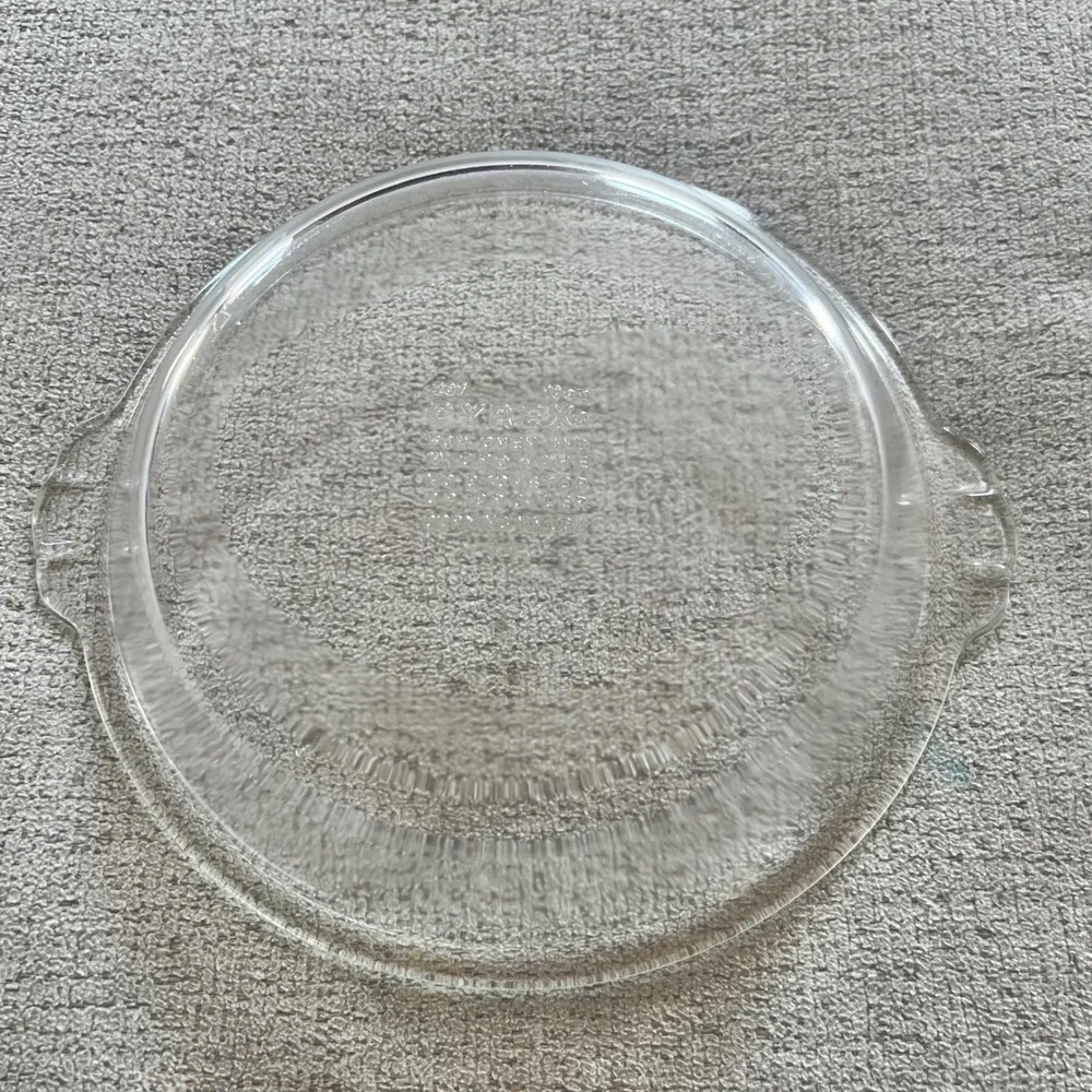 Vintage Pyrex 207 Clear Glass Pie Plate 18cm Round Baking Dish with Handles USA